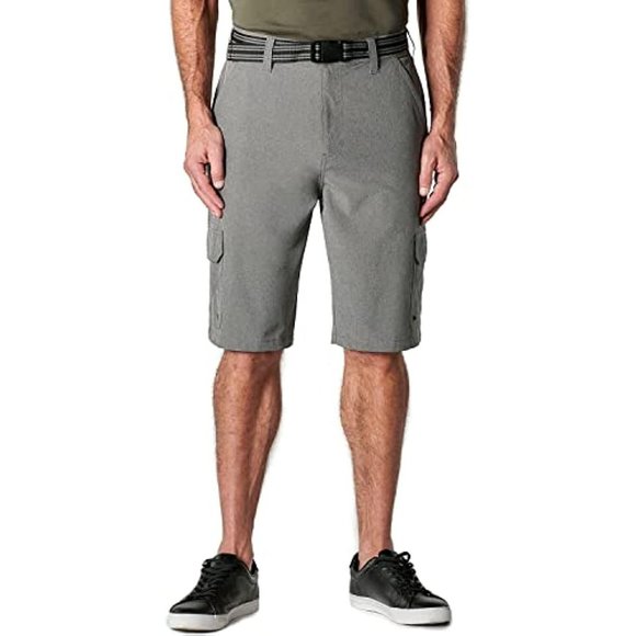 IRON CLOTHING Men Belted Stretch Microfiber Cargo Short - Picture 2 of 5